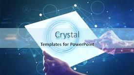  Presentation with bim - Beautiful theme featuring hand-holdig-futuristic-tablet backdrop and a light blue colored foreground