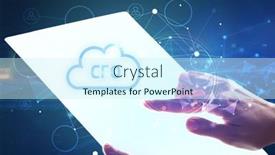  Presentation with futuristic - Cool new PPT layouts with hand-holdig-futuristic-tablet backdrop and a cool aqua colored foreground