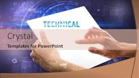  Presentation with technical - Beautiful slides featuring hand-holdig-futuristic-tablet backdrop and a lemonade colored foreground