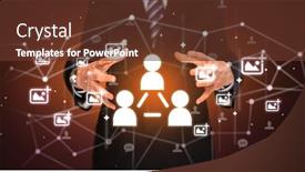  Presentation with connection - PPT theme with hand-holdig-social-connection-icon background and a tawny brown colored foreground