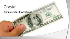  Presentation with hand cute dolls and toy - Slides having hand holding 100 dollar bill background and a  colored foreground