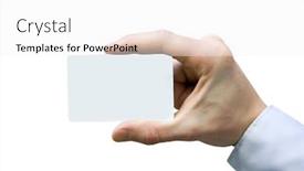  Presentation with business card - Presentation enhanced with hand-holding-a-blank-business background and a white colored foreground
