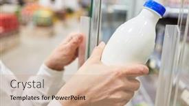  Presentation with almond milk - PPT theme with hand-holding-a-bottle background and a coral colored foreground