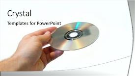  Presentation with hand holding colorful brain sketch - Slide deck consisting of hand holding a compact disc background and a  colored foreground