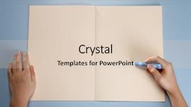  Presentation with crayon - Beautiful presentation theme featuring creative writing close up - human hand holding a crayon backdrop and a lemonade colored foreground