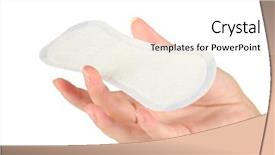  Presentation with sanitary pad - Presentation having menstrual cycle - woman's hand holding a daily background and a pink colored foreground