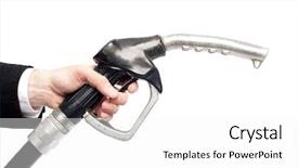  Presentation with fuel - Colorful presentation theme enhanced with hand holding a fuel pump backdrop and a white colored foreground