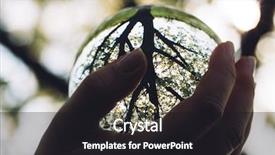  Presentation with reflecting - PPT theme consisting of hand holding a glass sphere background and a dark gray colored foreground