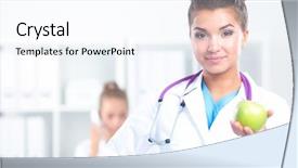  Presentation with medical robot hand and doctor - Amazing slides having hand holding a green apple backdrop and a  colored foreground