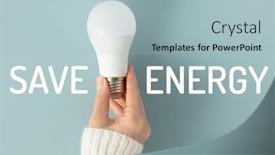  Presentation with environmentally friendly - Presentation theme enhanced with hand-holding-a-led-light background and a light blue colored foreground