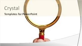  Presentation with lens - PPT theme consisting of hand-holding-a-lens and a blonde colored foreground