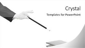  Presentation with magic wand - Colorful slides enhanced with hand holding a magic wand backdrop and a white colored foreground