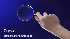  Presentation with magnifying glass - PPT layouts enhanced with hand holding a magnifying glass background and a navy blue colored foreground