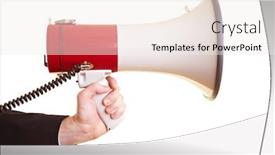  Presentation with hand holding colorful brain sketch - PPT layouts having hand-holding-a-megaphone background and a sky blue colored foreground