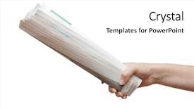  Presentation with newspaper - PPT theme consisting of hand holding a newspaper isolated background and a white colored foreground