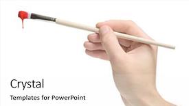  Presentation with paint brush - Presentation theme enhanced with man hands painted - hand holding a paint brush background and a white colored foreground