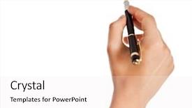  Presentation with pen - PPT layouts consisting of hand holding a pen isolated background and a white colored foreground