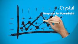  Presentation with hand holding pencil - Beautiful slide deck featuring hand holding a pencil against blue background with vignette backdrop and a teal colored foreground