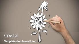  Presentation with hand holding pencil - PPT layouts having sunflower world - hand holding a pencil background and a gray colored foreground