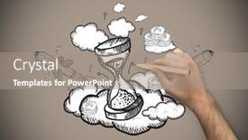  Presentation with hand holding pencil - Cool new presentation theme with hand holding a pencil against grey background with vignette backdrop and a gray colored foreground