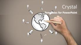  Presentation with hand holding pencil - PPT layouts with hand holding a pencil against grey background with vignette background and a gray colored foreground