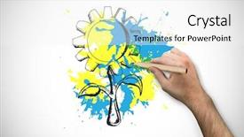  Presentation with hand holding pencil - Slides having hand holding a pencil against white background with vignette background and a white colored foreground