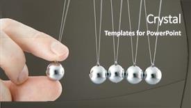  Presentation with hand holding puzzle piece - Audience pleasing presentation consisting of hand holding a pendulum ball backdrop and a dark gray colored foreground