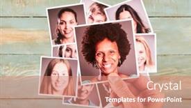  Presentation with recruitment - Cool new presentation theme with hand-holding-a-photo-portrait backdrop and a coral colored foreground