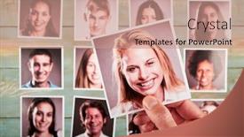  Presentation with recruitment - PPT layouts featuring hand-holding-a-photo-recruitment background and a coral colored foreground