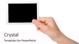  Presentation with hand holding colorful brain sketch - PPT layouts featuring hand holding a photograph isolated background and a white colored foreground