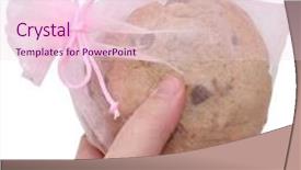  Presentation with chocolate chip cookies - Theme consisting of hand holding a pink mesh gift bag with homemade chocolate chip cookies background and a lemonade colored foreground