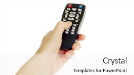  Presentation with remote - Theme having hand holding a remote control background and a white colored foreground