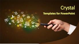  Presentation with political social media - Audience pleasing presentation theme consisting of hand holding a remote control backdrop and a  colored foreground