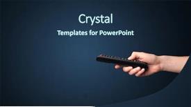  Presentation with hand holding colorful brain sketch - Presentation design consisting of hand holding a remote control background and a navy blue colored foreground