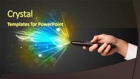  Presentation with shining - Colorful PPT theme enhanced with hand holding a remote control backdrop and a tawny brown colored foreground