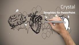  Presentation with pen - Presentation design consisting of hand-holding-a-silver-pen background and a gray colored foreground