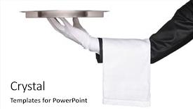  Presentation with silver - Colorful PPT layouts enhanced with hand holding a silver tray backdrop and a white colored foreground