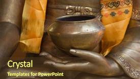  Presentation with singing bowl - Beautiful slide set featuring hand holding a singing bowl backdrop and a tawny brown colored foreground