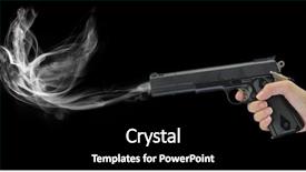  Presentation with black hand - PPT theme featuring hand holding a smoking gun background and a black colored foreground