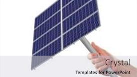  Presentation with solar cell - PPT theme enhanced with hand-holding-a-solar-panel background and a light gray colored foreground