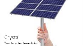  Presentation with solar cell - PPT theme with hand-holding-a-solar-panel background and a white colored foreground