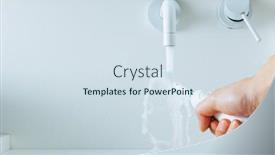  Presentation with water faucet - Colorful slide set enhanced with hand-holding-a-toothbrush-under backdrop and a sky blue colored foreground