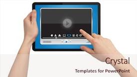  Presentation with media - Beautiful presentation theme featuring hand holding a touchpad media backdrop and a lemonade colored foreground