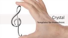  Presentation with treble clef - Cool new PPT theme with hand holding a treble clef backdrop and a lemonade colored foreground