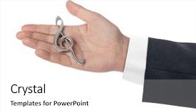  Presentation with treble clef - Amazing PPT layouts having hand holding a treble clef backdrop and a white colored foreground