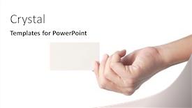  Presentation with virtual hand - PPT theme enhanced with hand-holding-a-virtual-card background and a white colored foreground