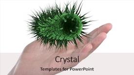  Presentation with virus - PPT theme with hand holding a virus background and a soft green colored foreground