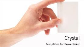  Presentation with car body repairer holding - Colorful slide set enhanced with hand holding a white card backdrop and a sky blue colored foreground