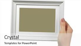  Presentation with rustic wood wooden frame - Audience pleasing slide deck consisting of hand holding a wooden frame backdrop and a white colored foreground