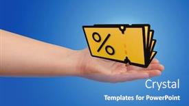  Presentation with coupons - Presentation having hand-holding-a-yellow-promo background and a teal colored foreground